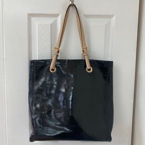 Michael Kors black patent leather tote